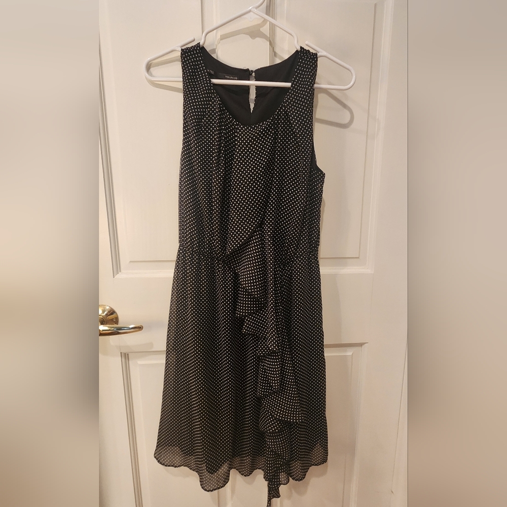 Elegant Black and White Polka Dot Dress